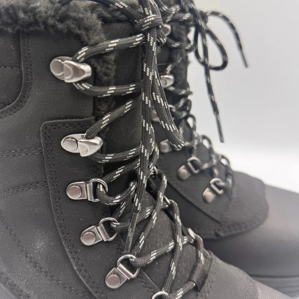 NEW Mens Black Winter Snow Boots Faux Fur Lined -30F Rated Size 9 New